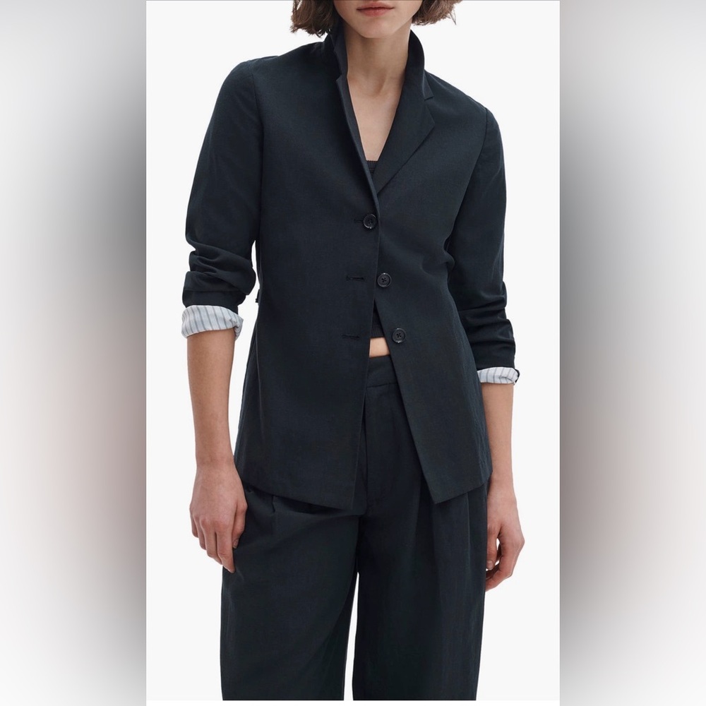 rag & bone Linen Chappell Blazer (black)